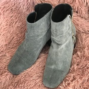 Free People Soft blue corduroy ankle boots.  gently worn, lots life left!!